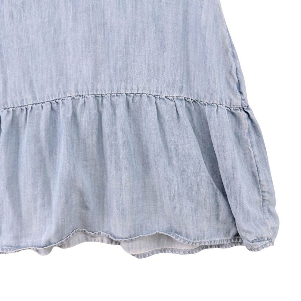 Vineyard Vines Girls Light Blue Chambray Ruffle Drop Waist Dress Size M 10-12 - Picture 4 of 10